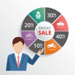 BUSINESS MAN AND FRIDAY SALES CHART VECTOR MATERIAL